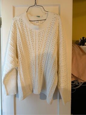 Maurices Cream Cable Knit Crewneck Sweater